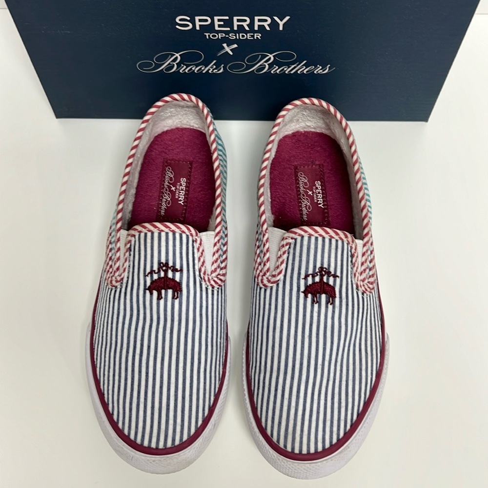 ✨SPERRY x BROOKS BROTHERS ✨ "Seersucker" Slip On - Picture 5 of 15